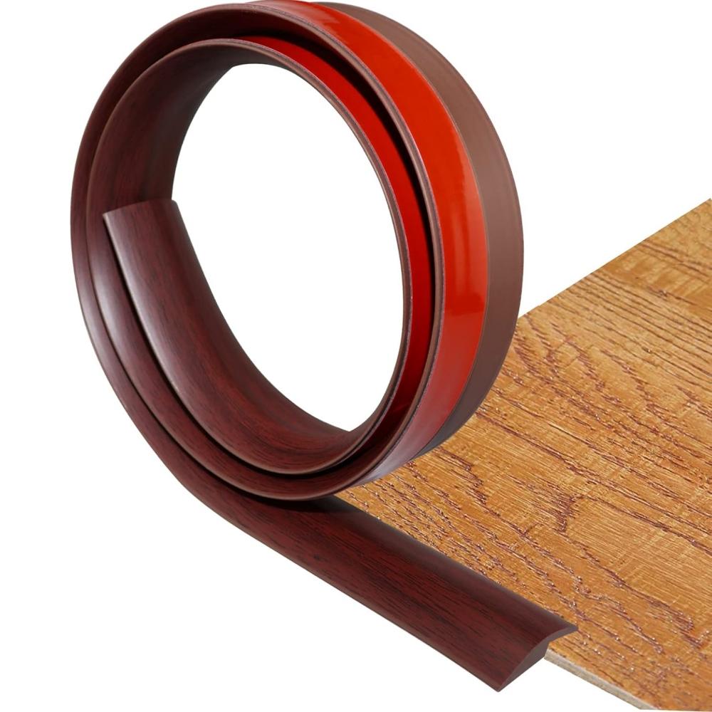 1pc 1/2mX3cm Self-Adhesive Floor Transition Strip, Flexible Wood Grain Design Edging for Carpet, Laminate&Floors, Threshold