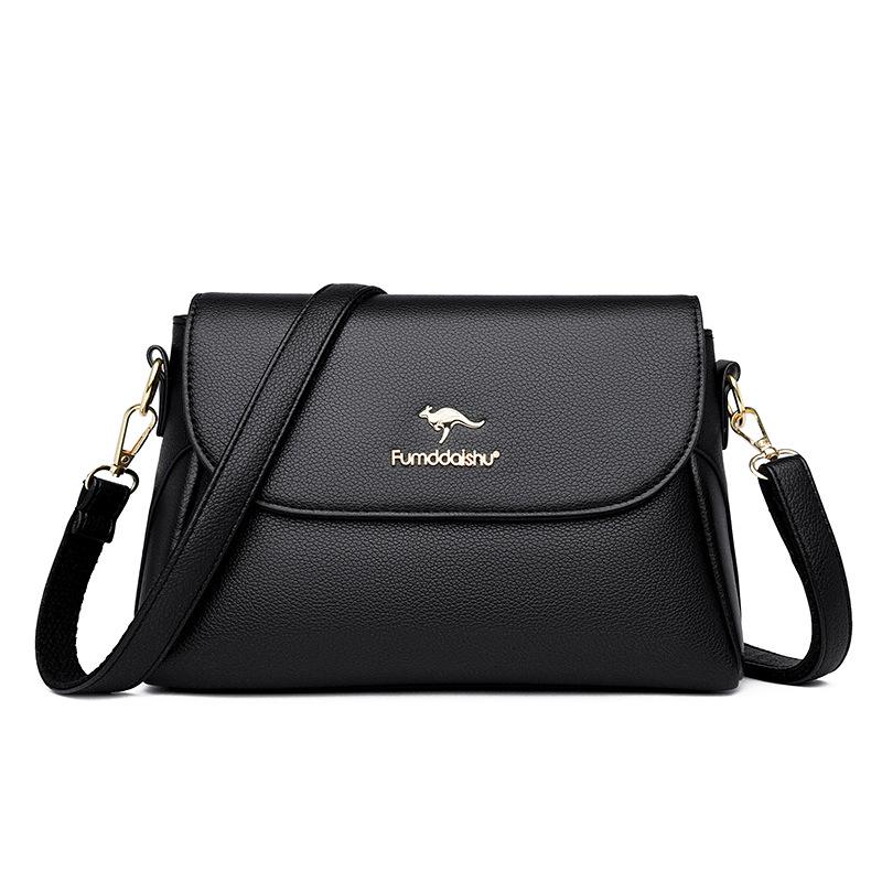 

Women s bag new large-capacity bag soft leather fashionable simple shoulder bag women s messenger bag чёрный