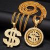 Herren Halsketten mit Dollarzeichen in Goldfarbe mit kubanischer Kette, Hip-Hop Geld Dollar Anhänger Halsband, Musikfestival Party Geschenke Schmuck