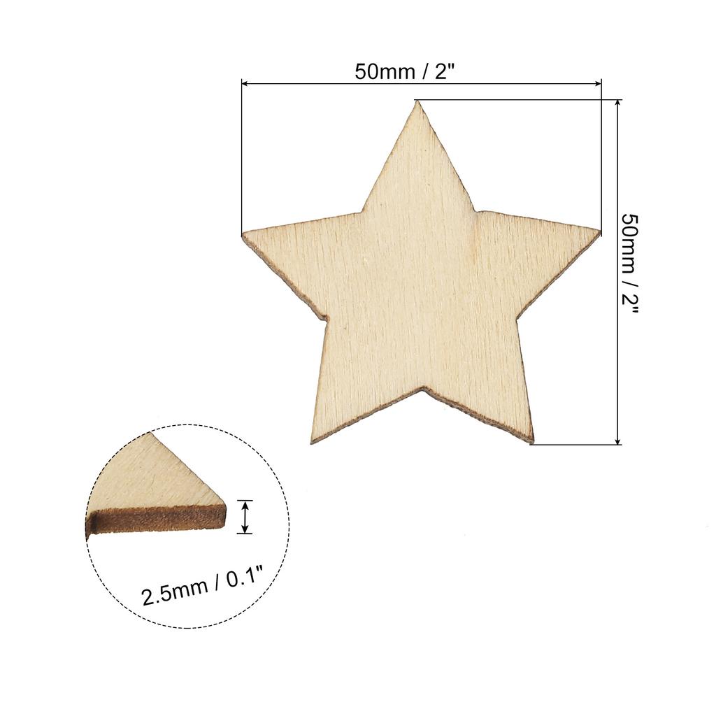 Wooden Stars 200pcs Unfinished Wood Stars Blank Wooden Cutouts Ornaments Natural Wood Pieces for Christmas Party Craft Projects