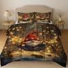 Latacaca 3-teiliges Weihnachts-Gnom-Quilt-Set dicke Decke Set Gemütliche Bettdecke Bettwäscheset 1 Quilt + 2 Kissenbezüge Geschenkidee für die Feiertage