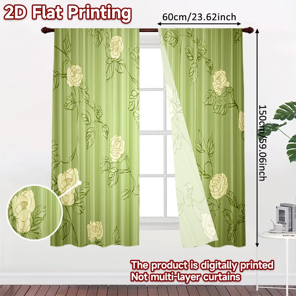 2D-Flachdruck, 2-teilige Vorhänge (Ohne Stange) Blumen-Streifen-Design Feiertag April-Scherz-Tag Bedruckte Vorhänge Vielseitig