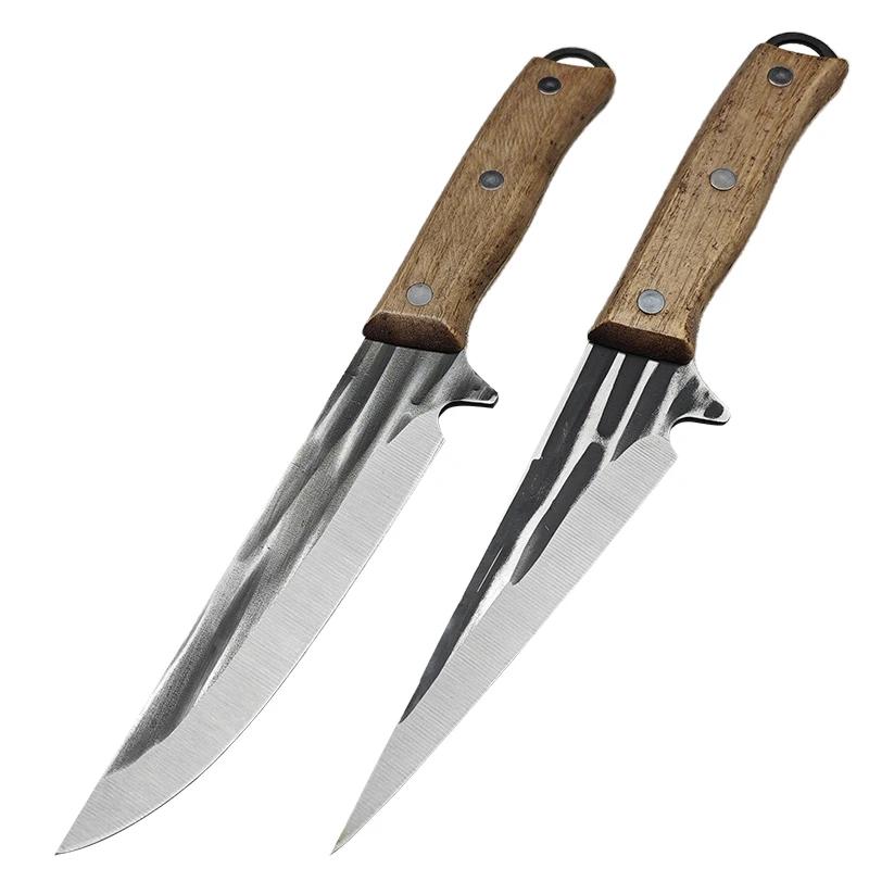 Stainless Steel Boning Knife Forged Full Tang Kitchen Chef Knives Meat Cleaver Butcher Knife Fish Knife with Wood Handle Tools