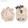 {MX} Wooden Baby Milestone Cards Name Plaque Sign Birth Announcement Board Baby Month Marker Newborn Photography Props