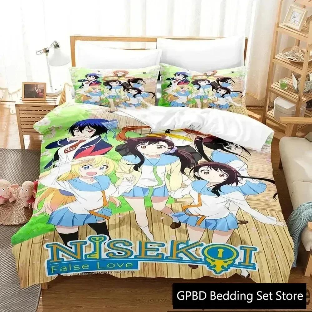 

3D Print Anime Nisekoi False LoveComfortable Duvet Quilt Cover Pillowcase Bedding Set Children Bedroom Decoration Home Textile 135x200cm