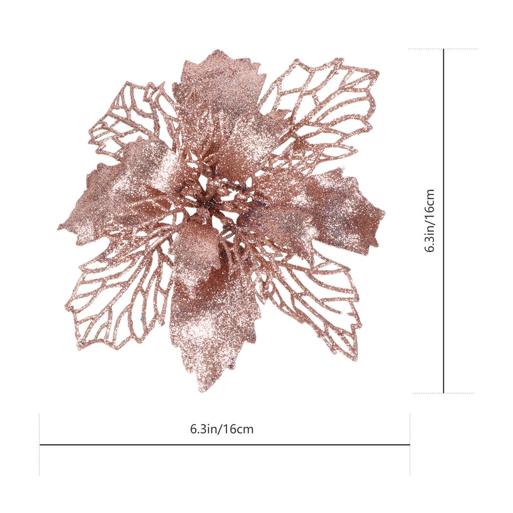 12pcs Christmas Tree Flower Garland Hanging Decor Poinsettia Simulation Flowers Festive Ornament For Holiday Fireplace Xmas Eve