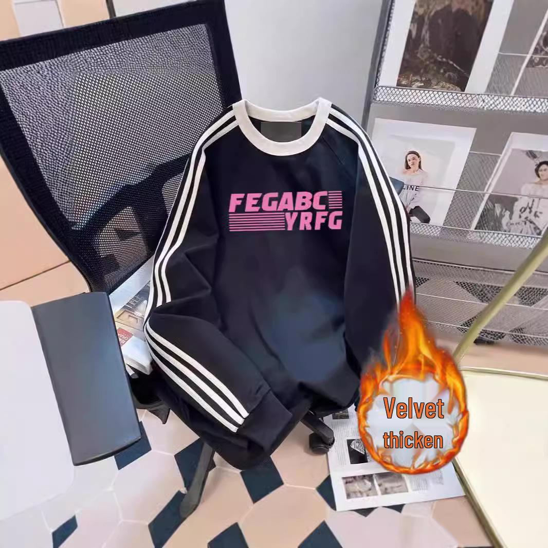 

Trendy Retro Three-Stripes Long Sleeve Women’s Oversized Sweatshirt - Autumn 2024 Edition M