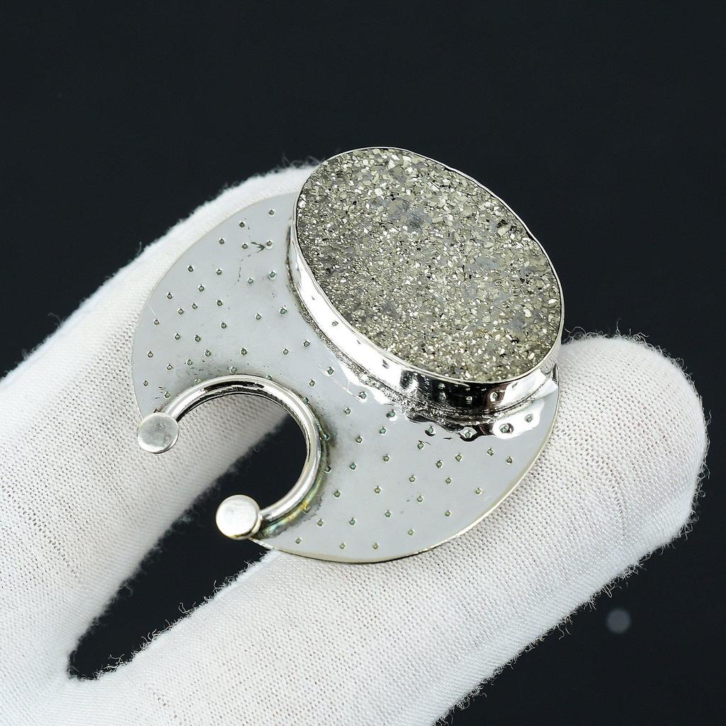 Pyrit Druzy Edelstein Handgefertigter Anhänger, 925 Sterling Silber Anhänger, Natürlicher Pyrit Druzy Silber Anhänger, Anhänger für Mama Anhänger als Geschenk