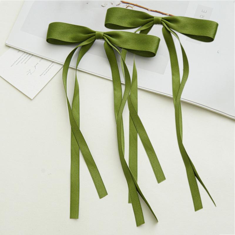 

New Elegant Satin Long Tassel Ribbon Clips Women Vintage Simple Bow Hairpins Barrettes Korean Fashion Hair Accessories Gift