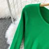 Retro Fashion Suit Spice Spice Style Round Neck Short Top + High Waist Slit Knit Skirt Two Piece Set