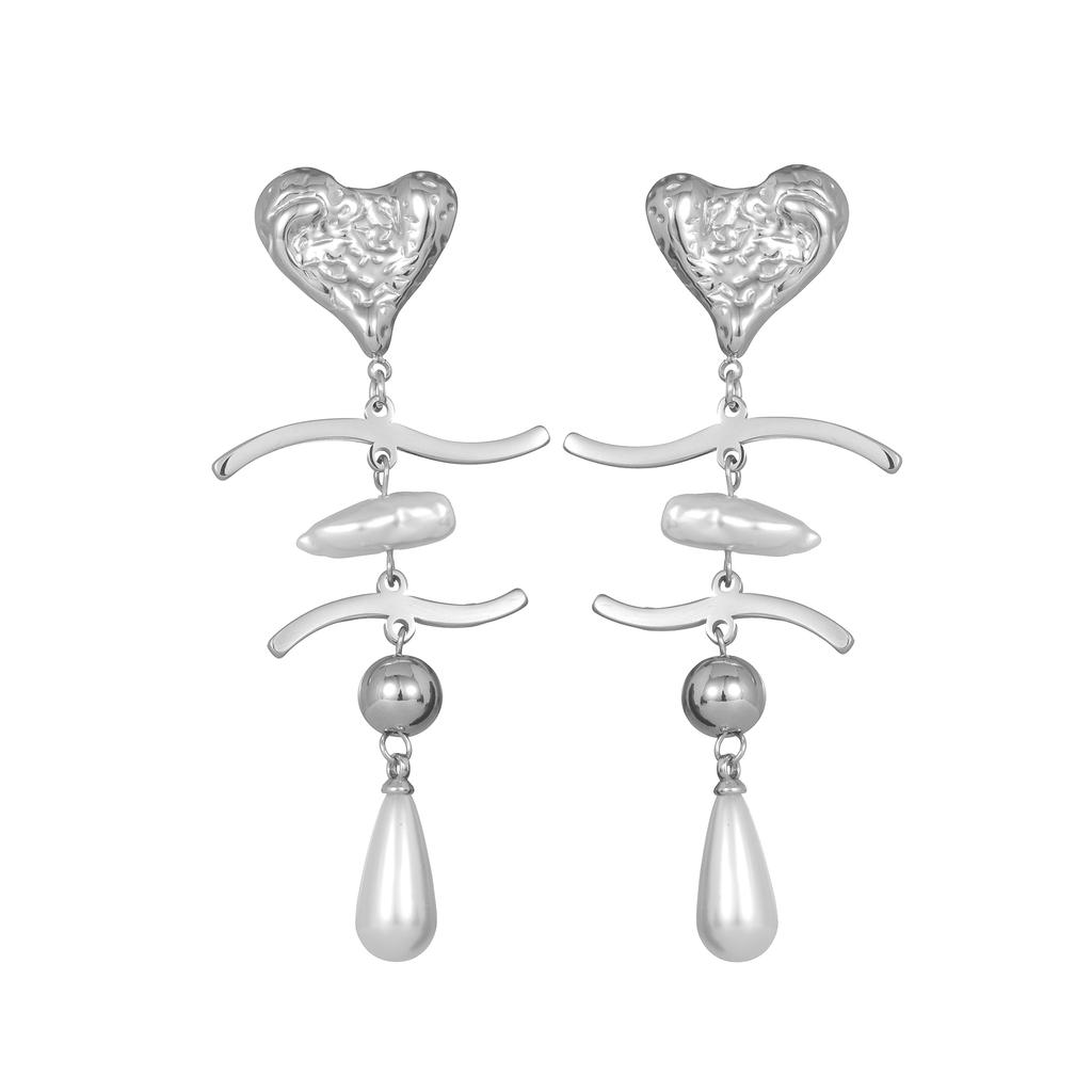 Atoztide Trendy Multiple Style Imitation Pearl Tassel Earring for Women Stainless Steel Elegant Temperament Earring Jewelry Gift