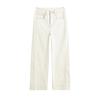 Spring Summer Off White High Waist Stretch Slim Relaxed Wide Leg Cropped Mom Style Nine Points Denim Pants Ladies Casual Pants Oversize Denim Trousers