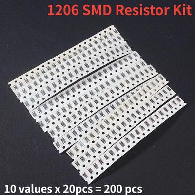 200 ADET 10 Çeşit 1206 SMD Direnç Kiti 0.1 ohm ~ 1 ohm 1206 1% Çip Direnç Çeşitleri Kiti Yeni Elektronik Bileşenler seti