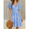 QICED Fashion Summer Spring  V-Neck Short Sleeve Casual Dresses
