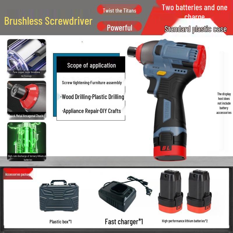 High-Power Brushless Impact Drill & Electric Screwdriver - Multi-functional for Drilling & Repair Tasks