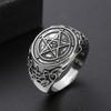 Satanic Baphomet Goat Head Ring with Inverted Pentagram Band Gothic Jewelry for Men Women