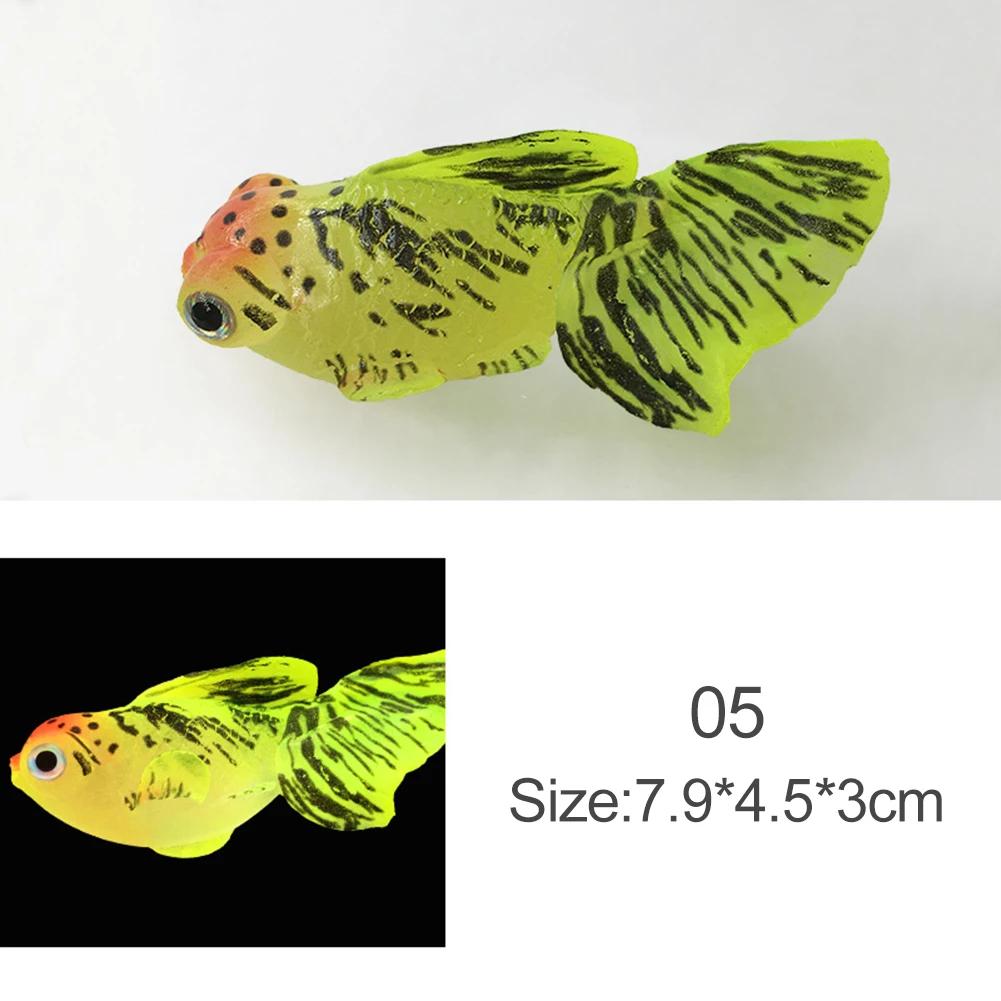 Glow In The Dark Artificial Aquarium Fishes Realistic Moving Floating Colorful Goldfish Fake Fish Ornament for Aquarium Tank