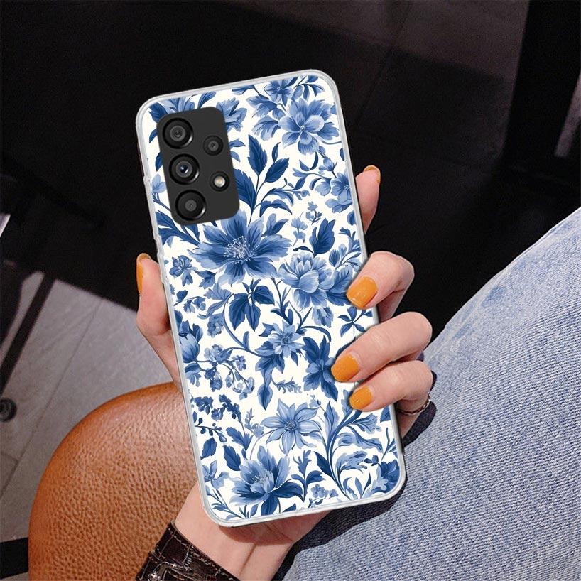 Blau-Weißes Porzellan Handyhülle für Samsung Galaxy A17 A37 A57 A16 A26 A36 A56 A15 A14 A13 A55 A54 A53 A35 A34 A33 A25 A24 A