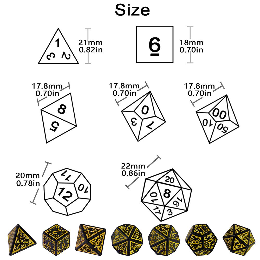 DND Polyedrisches Würfelset 7-tlg. D4-D20, Erstaunliche gravierte Spielewürfel für Souvenir-Unterhaltung RPG-Brettspiel