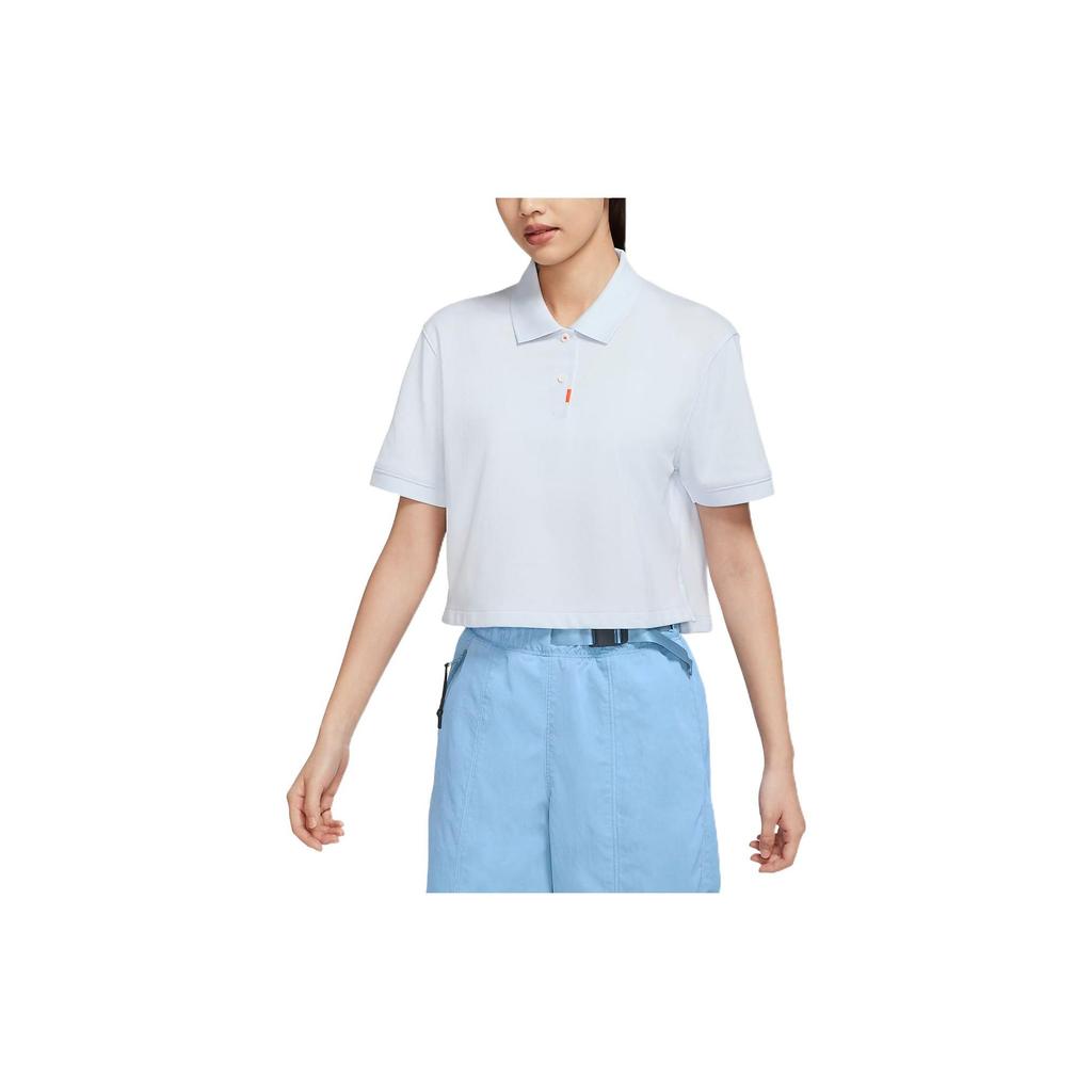 Nike SS22 Solid Color Polo Shirt Women Tops Gray White DC3427-085