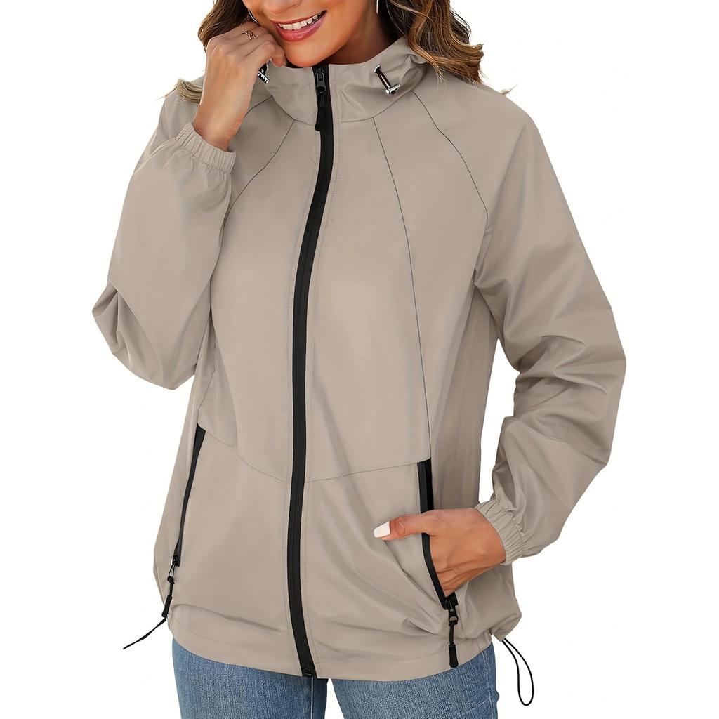 Popular windbreaker zipper hooded lightweight outdoor windproof jacket thin outdoor jacket women