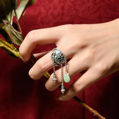 Vintage Açılış Ayarı Moda İşaret Parmağı Yüzük kadın Klasik Etnik Tarzı El Yapımı Kişiselleştirilmiş Yüzük