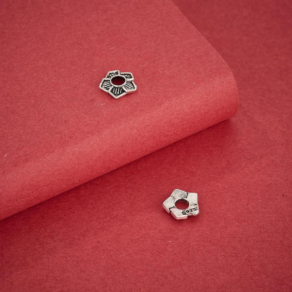 S925 Sterling Silver Retro Flower Spacer Beads for DIY Crystal Pearl Bracelets