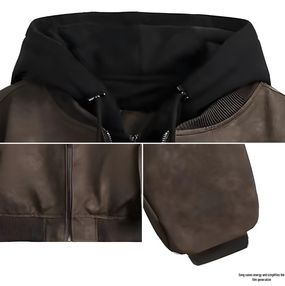 Hong Kong Style Men's Trendy Winter Two-Piece Look Thick Cotton-Padded Casual Jacket