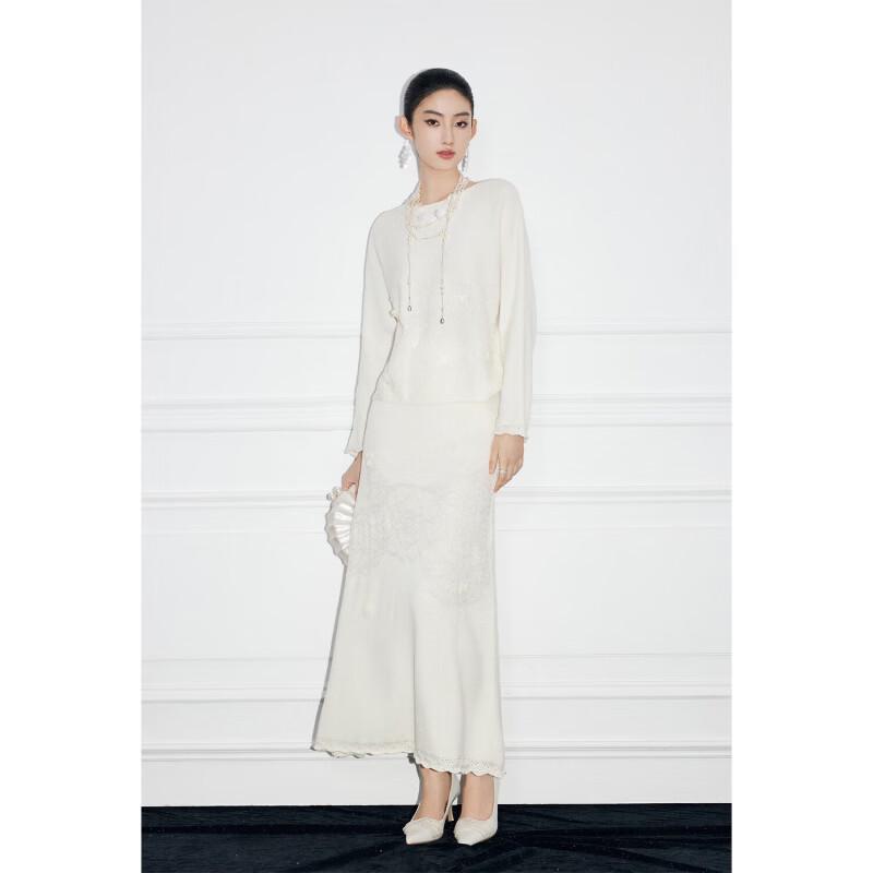 Mandy Zhang French Chic Wool Knit Jacquard Skirt