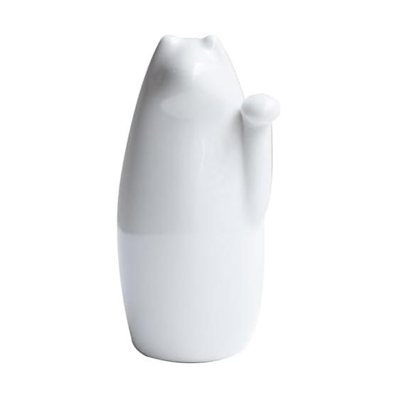 Lucky Cat Seto Ware Good Luck Lucky Ornament Object Simple Interior (White, Small)