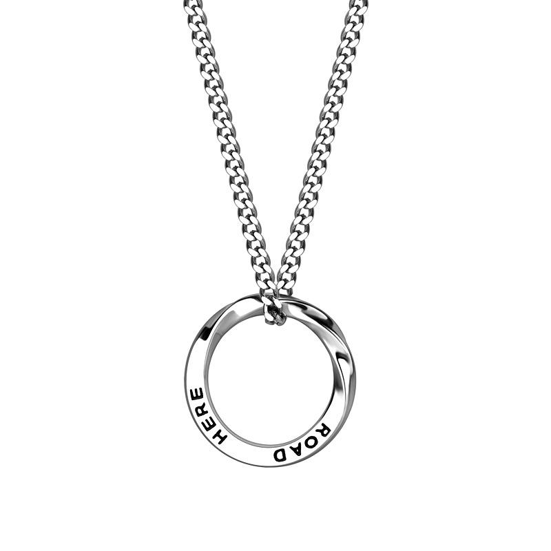 Necklace - A Versatile New Model of Horsewhip Chain with Titanium Steel Pendant for Men's Necklace