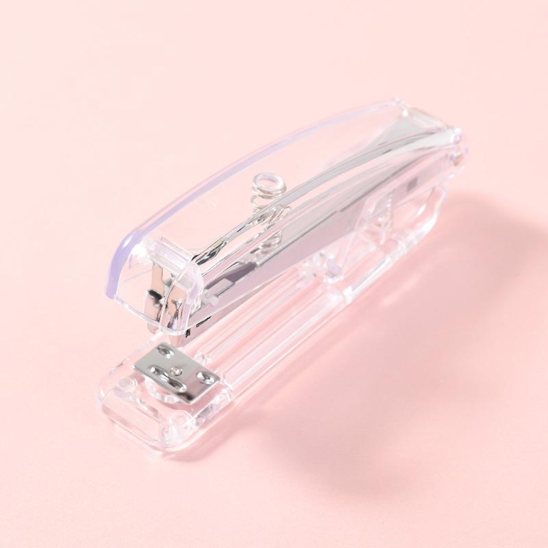 Transparent Rose Gold Stapler & Hole Punch Set with Scissors and Staple Remover - Frosted, Colorful Office Supplies.