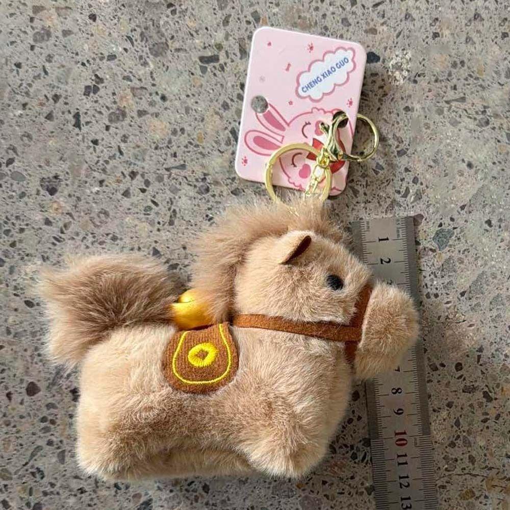 Cute Plush Horse Keychain Creative Chinese New Year Gift Funny Yuanbao Pony Pendant  Birthday Gift