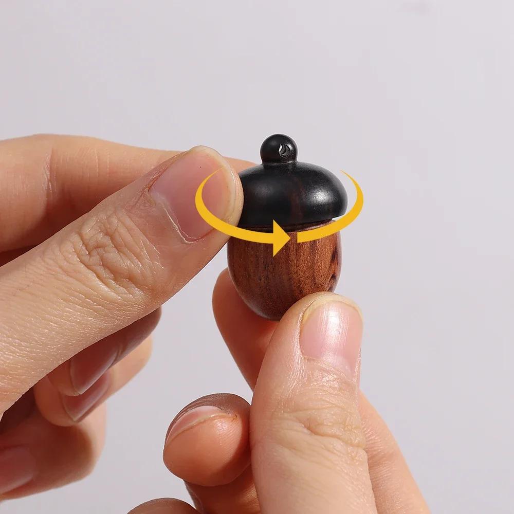 1/20x Mini Wood Acorn Pendant Box Portable Rescue Pill Case Tablets Organizer Multi-purpose Storage Container DIY Acorn Pendant