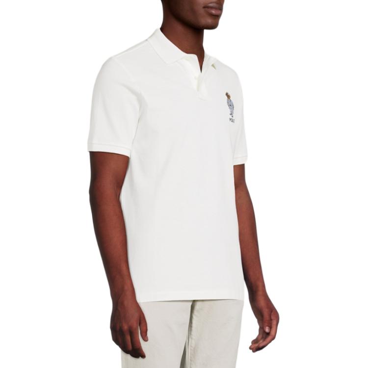 Polo Ralph Lauren Patterned Mesh Short Sleeve Polo Shirt Men tops White 710967444-001