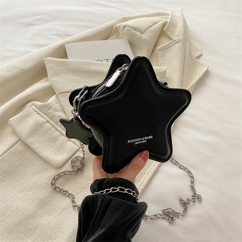 Fashionable Candy Color Star Bag 2024 Cute Cartoon Pu Chain Crossbody Bag