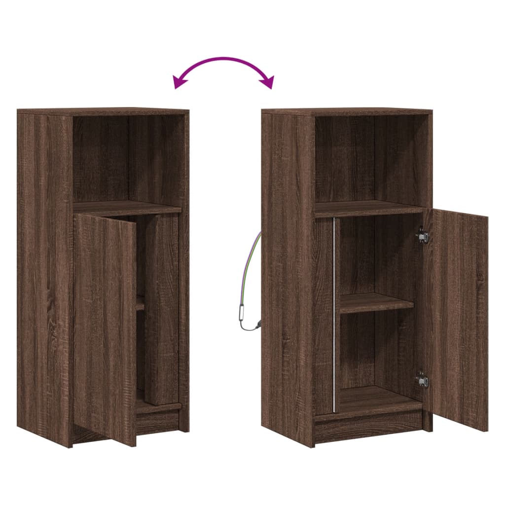 LED Sideboard in Brown Oak Look 42.5 x 34 x 100 cm Particleboard