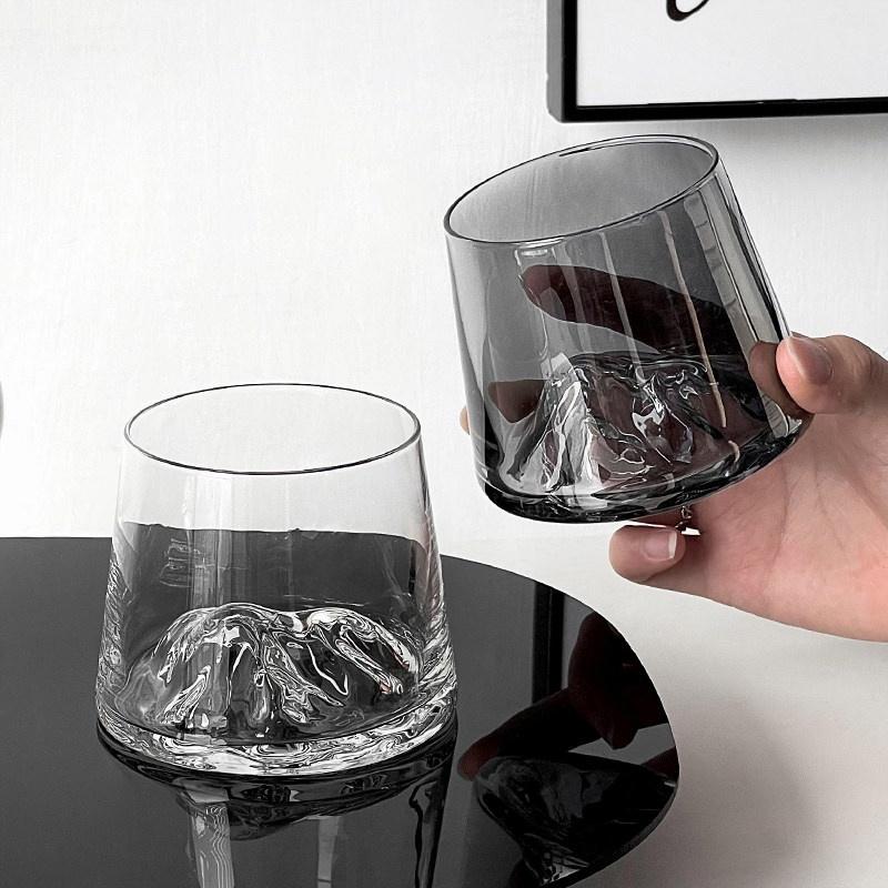 1/2 Stück Berg Glas Tasse Whiskey Glas Transparent Guanshan Wasser Tasse Bier Wein Flasche Milch Kaffee Becher Ästhetische Tasse