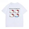 2026 Summer HelloKitty Cartoon Graphic Tee Casual Short Sleeve Cotton Tops for Adults Kids Lovely Kawaii Streetwear Style