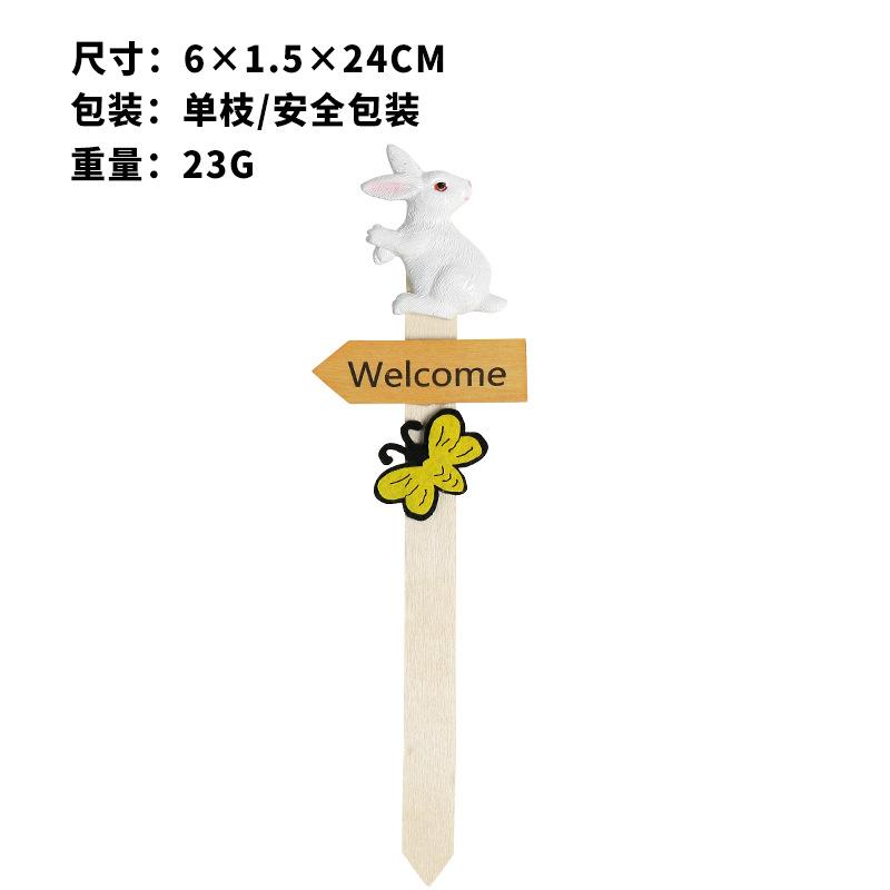 

1PC Easter Decorations iNS Wind Resin Rabbit Wooden Welcome Place Decoration Home Garden Potted Plant Decoration