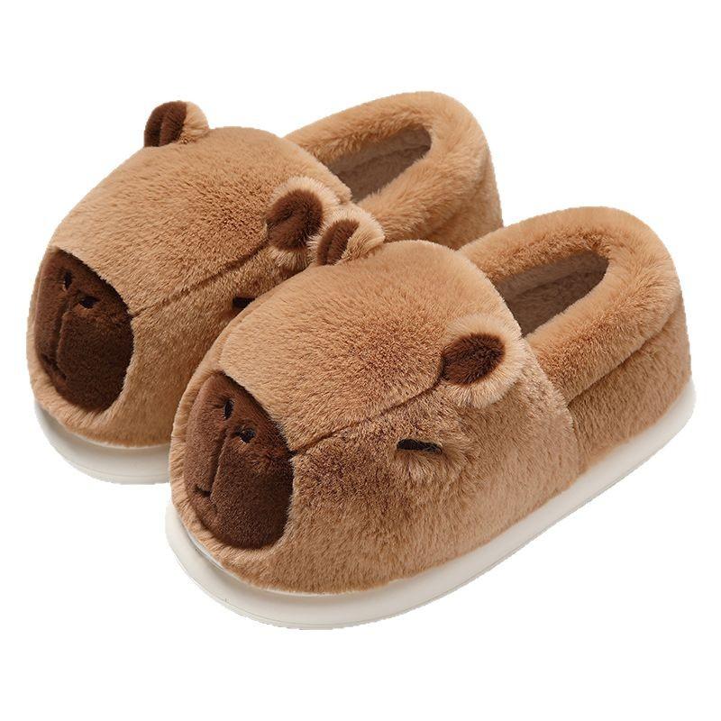 Winter Cute Kapibara Capybara Cotton Slippers Plush Home Shoes Plush Couple Warm Cotton Slippers