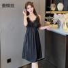 New Ice Silk Suspender Nightgown Nightdress Women's Lace Butterfly Long Palace Breathable Home Silkworm Silk