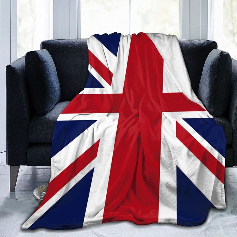 Custom Union Jack Flag Throw Blanket Ultra Soft Cozy Fleece Blankets Portable Lightweight Flannel Blanket for Bed Sofa