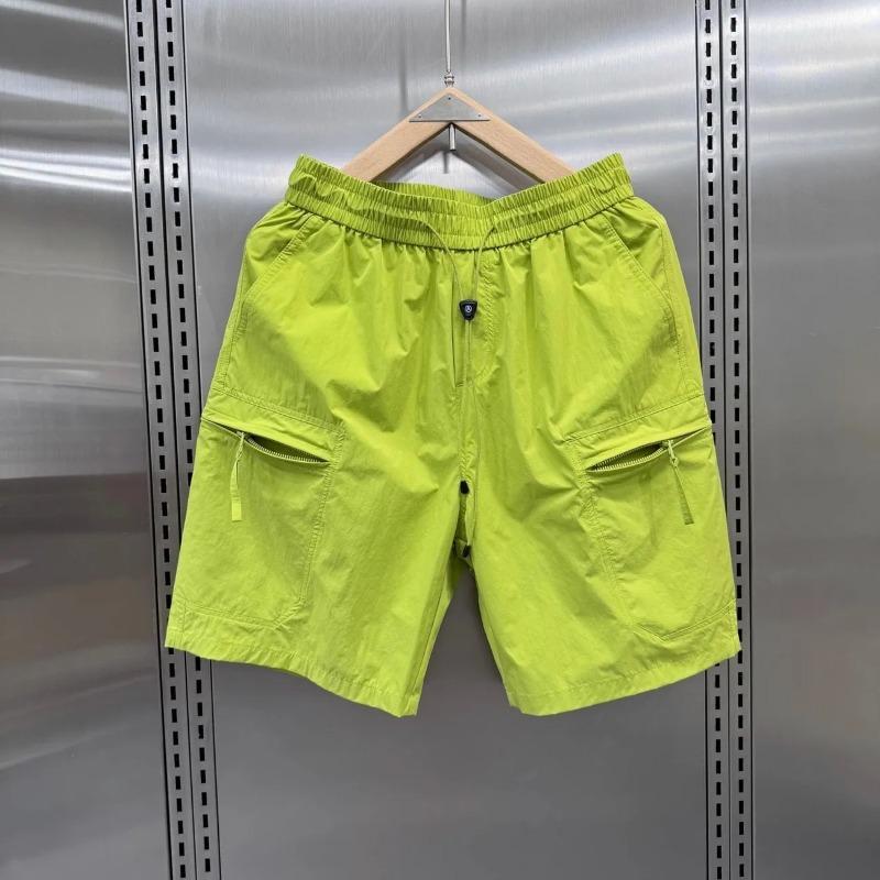 Trendy Men's Loose Cargo Orange Durable Fabric Casual Streetwear Summer Elastic Waist Shorts