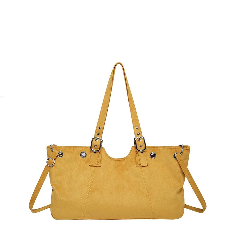 Designer Suede Belt Buckle Crossbody Shoulder Bag,Koreanunderarm Tote Bag,Women Sling Bag,Commuter Solid Color East-West Handbag