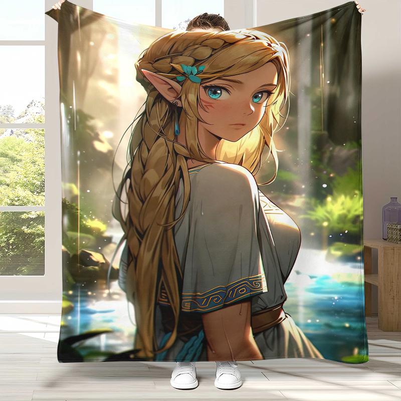 Retro Z-Zelda Cartoon Link Spiele Flanelldecke, Ultra Weiche Warme Plüschdecke für Zuhause Schlafzimmer Bett Sofa Abdeckung Camping Picknick Kind