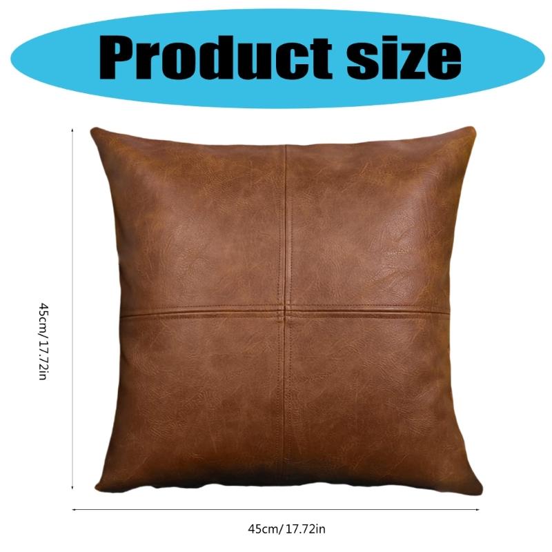 Moisture Proof Decorative Pillow Cover 450x450mm Durability Faux Leather Pillowcase Easy Removal Protectors for Holiday
