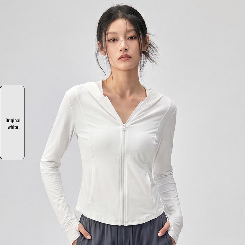 Women's Slimming Yoga Jacket: 2026 Summer Sun Protection Hooded Cardigan