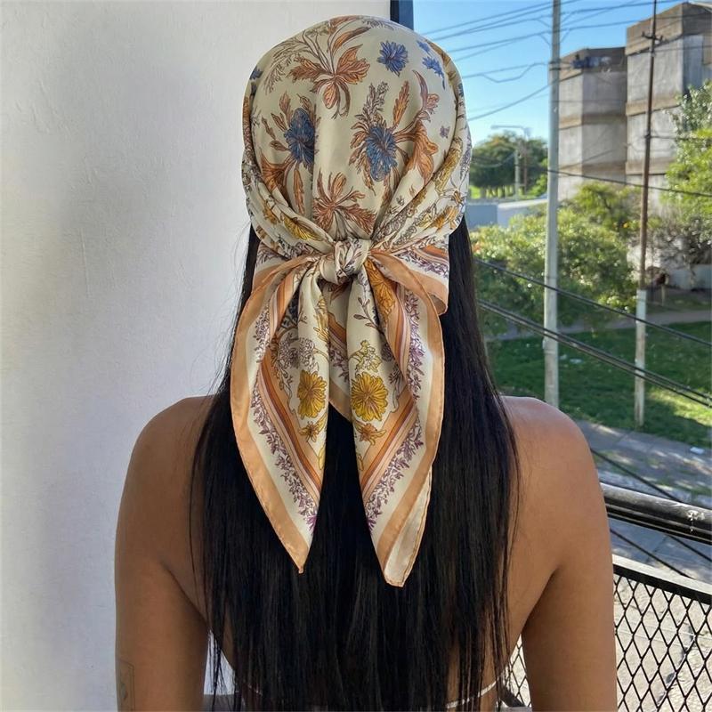 70*70cm Silk Feeling Brand Design Scarf Women Print Shawl Wrap Headkerchief Hijab Female Hair Hand Wrist Bandana Neck Tie