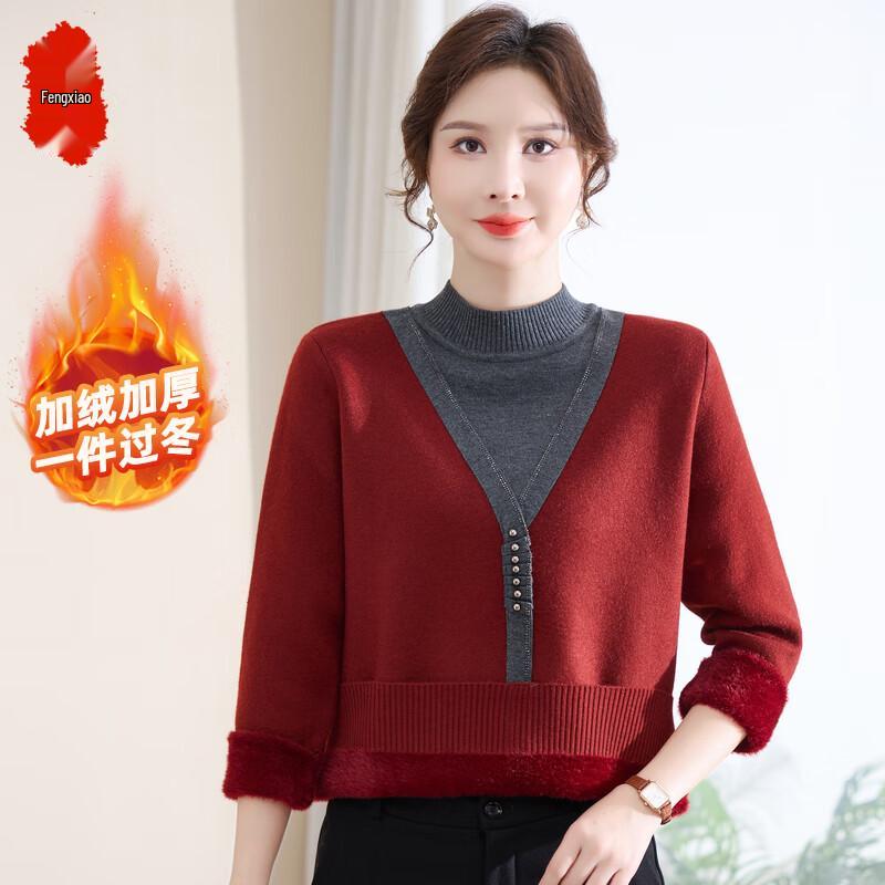 Women s Plus Velvet Warm Winter Pullover Top XL